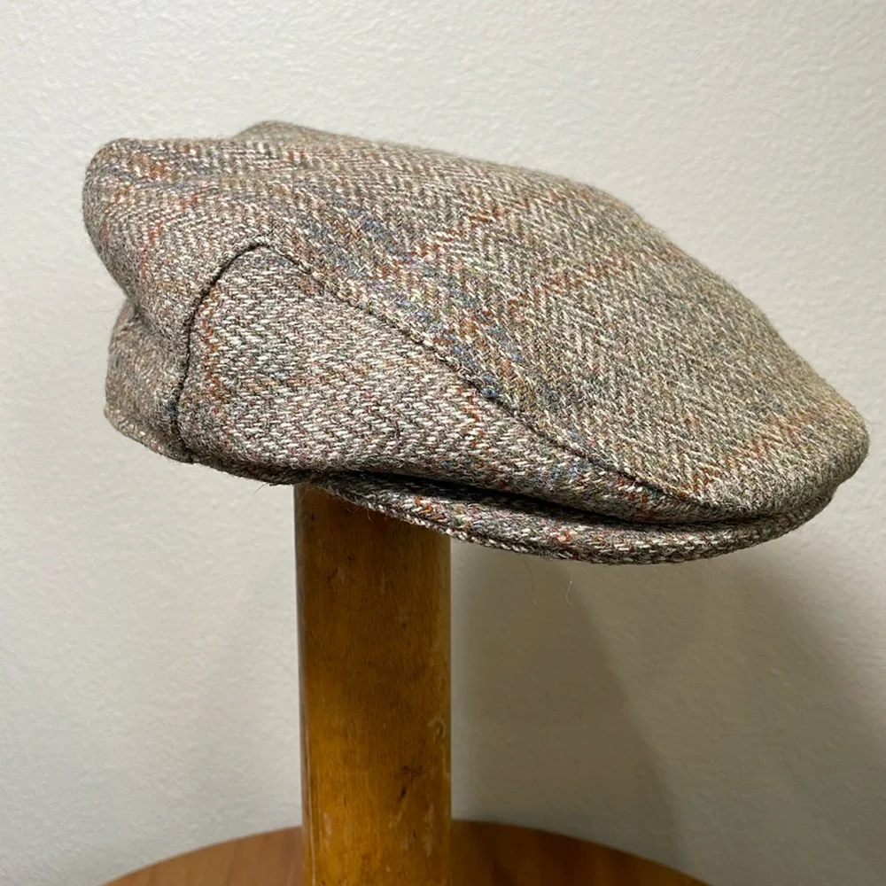 Vintage Dunn & Co Rutland County Cap Wool Cabbie Newsboy Brown Tweed Size 7